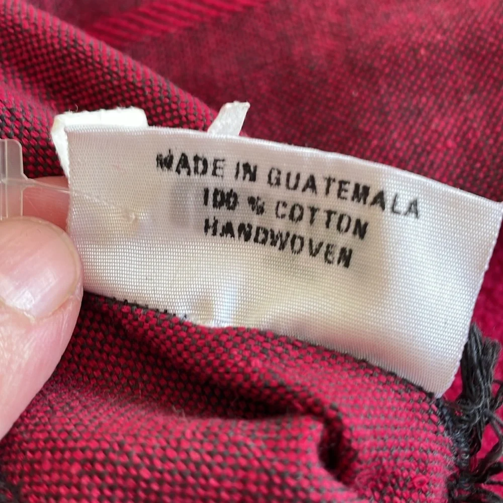 -Handwoven Guatemala rectangular tablecloth and matching napkins.